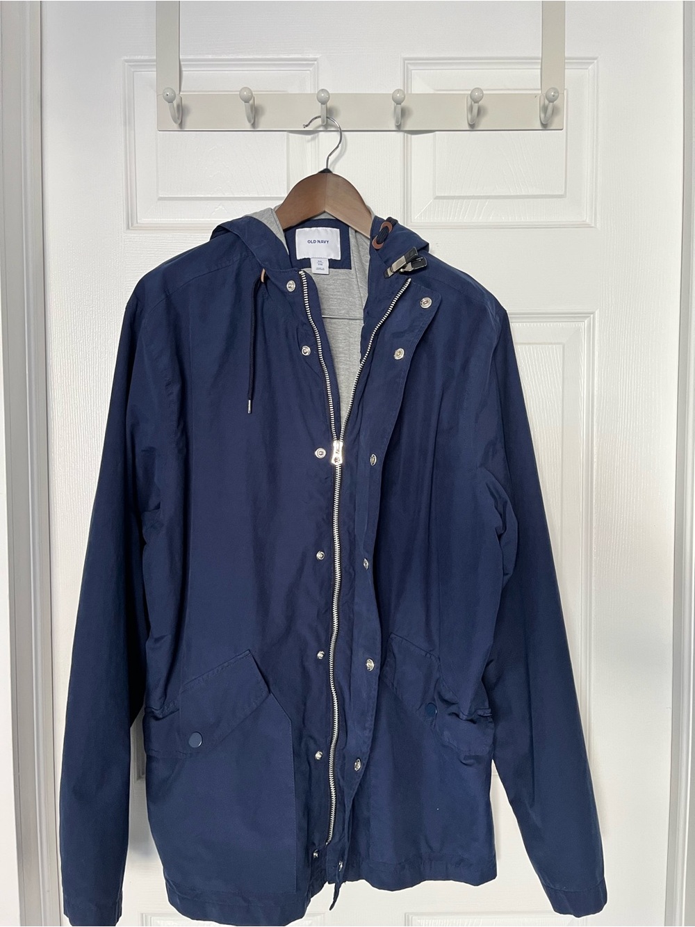 Old Navy Men's Dark Navy Hooded Raincoat